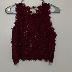 Maroon lace crop